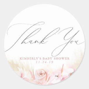 Pampas Grass Floral Boho Baby shower Hartelijk dan Ronde Sticker