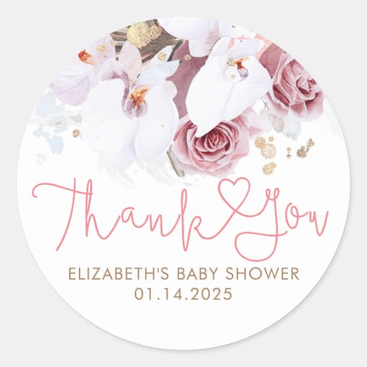 Pampas Grass Floral Boho Baby shower Hartelijk dan Ronde Sticker (Voorkant)