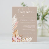 Pampas Grass Floral Boho Baby shower Kaart (Staand voorkant)
