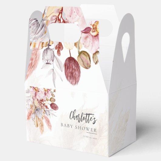 Pampas Grass Floral Boho Meisje Baby shower Bedankdoosjes (Geopend)
