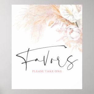 Pampas Grass Floral Botanical Favors Sign Poster