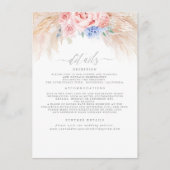 Pampas Grass Floral bruiloft Details Behuizing Kaa Informatiekaartje (Voorkant)