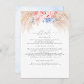 Pampas Grass Floral bruiloft Details Behuizing Kaa Informatiekaartje (Voorkant / Achterkant)