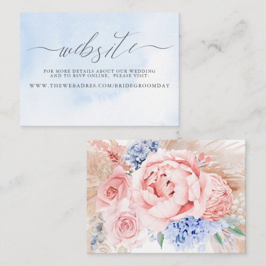 Pampas Grass Floral Bruiloft Website Visitekaartje (Voorkant / Achterkant)