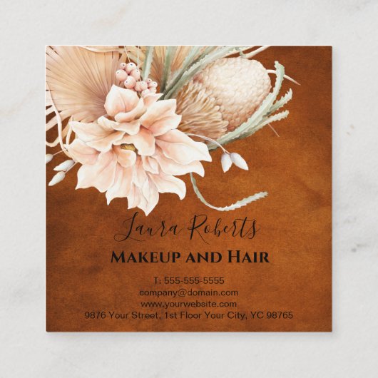 Pampas Grass Floral Burgundy Terracotta Business Afsprakenkaartje (Achterkant)