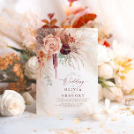 Pampas Grass Floral Burgundy Terracotta Wedding Kaart<br><div class="desc">Oranje,  Bourgogne rode en terracotta kleuren tropische trouwuitnodigingen</div>