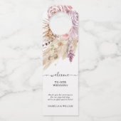 Pampas Grass Floral Custom Welkom Bruiloft Flessenhanger (Voorkant)