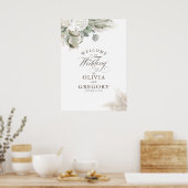 Pampas Grass Floral Elegant Fall Weddenschap Welko Poster (Keuken)