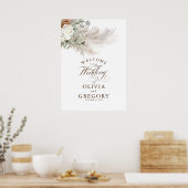 Pampas Grass Floral Elegant Fall Weddenschap Welko Poster (Keuken)