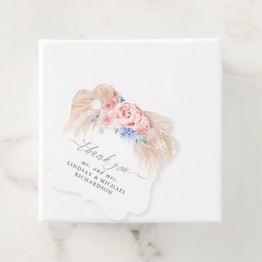 Pampas Grass Floral Elegant Wedding Dank u Bedankjes Labels (In situ)