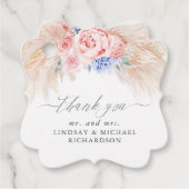 Pampas Grass Floral Elegant Wedding Dank u Bedankjes Labels (Voorkant)