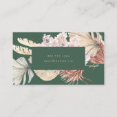 Pampas Grass Floral Emerald Green Cream Visitekaartje (Achterkant)