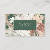 Pampas Grass Floral Emerald Green Cream Visitekaartje (Voorkant)