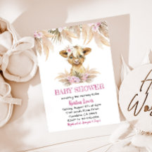 Pampas Grass Floral Highland Koe Boho Baby shower
