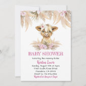 Pampas Grass Floral Highland Koe Boho Baby shower Kaart (Voorkant)