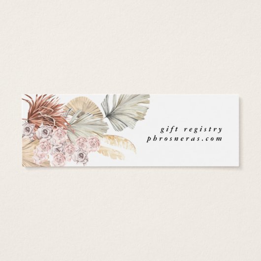 Pampas Grass Floral Oerwoud Registry Insert Card Mini Visitekaartjes (Achterkant)