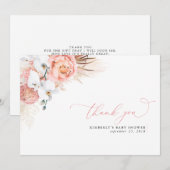 Pampas Grass Floral Pink Baby shower Dank u wel Bedankkaart (Voorkant / Achterkant)