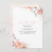 Pampas Grass Floral Pink Save the Date Aankondiging (Voorkant / Achterkant)