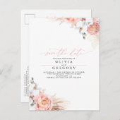 Pampas Grass Floral Pink Save the Date Aankondigingskaart (Voorkant / Achterkant)