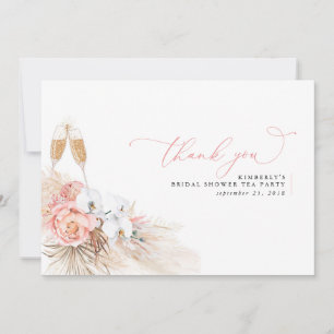 Pampas Grass Floral Pink Vrijgezellenfeest Dank u Bedankkaart