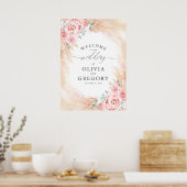 Pampas Grass Floral Pink Wedding Welcome Poster (Keuken)