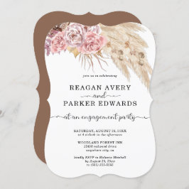 Pampas Grass Floral Roos Paars Verloving Kaart