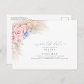 Pampas Grass Floral Save The Date Aankondigingskaart (Voorkant / Achterkant)