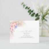 Pampas Grass Floral Save The Date Aankondigingskaart (Staand voorkant)