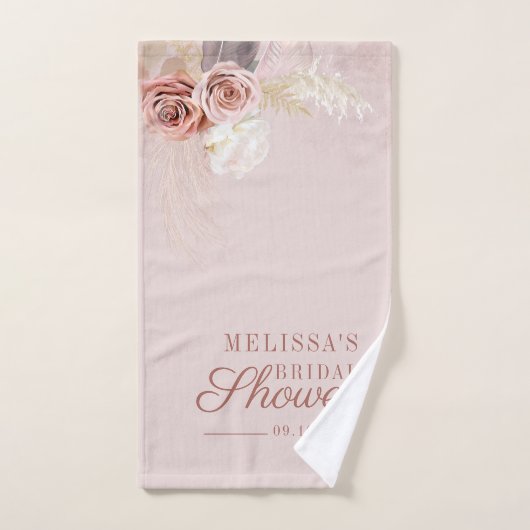 Pampas Grass Floral Script Vrijgezellenfeest Handdoek (Handdoek)