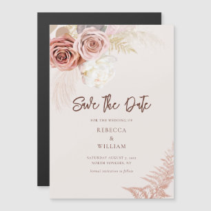 Pampas grass Floral Script Weddenschap Save the Da Magnetische Uitnodiging