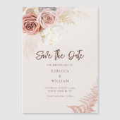 Pampas grass Floral Script Weddenschap Save the Da Magnetische Uitnodiging (Voorkant)