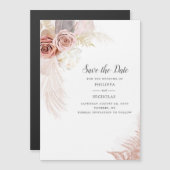 Pampas grass Floral Script Weddenschap Save the Da Magnetische Uitnodiging (Voorkant / Achterkant)