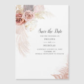 Pampas grass Floral Script Weddenschap Save the Da Magnetische Uitnodiging (Voorkant)