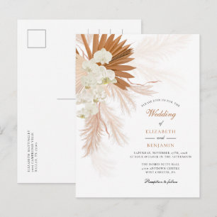 Pampas Grass Floral Tan Rustic Wedding Uitnodiging Briefkaart