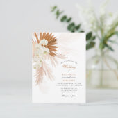 Pampas Grass Floral Tan Rustic Wedding Uitnodiging Briefkaart (Staand voorkant)