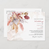 Pampas Grass Floral Tan Rustic Wedding Uitnodiging Briefkaart (Voorkant / Achterkant)
