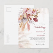 Pampas Grass Floral Tan Terracotta Wedding Uitnodiging Briefkaart (Voorkant / Achterkant)