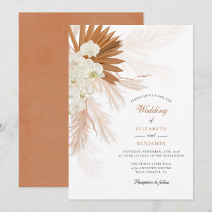 Pampas Grass Floral Tan Wedding Kaart
