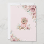 Pampas Grass Floral Teddy Bear Girl Baby shower Kaart (Achterkant)
