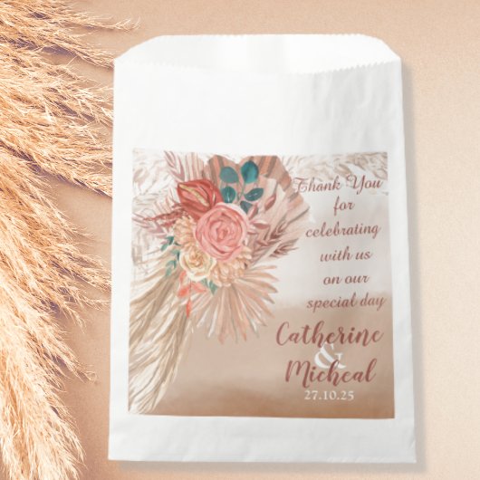 Pampas Grass Floral Terracotta Boho Chic Wedding Bedankzakje