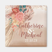 Pampas Grass Floral Terracotta Boho Chic Wedding Magneet (Voorkant)