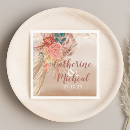 Pampas Grass Floral Terracotta Boho Chic Wedding Servet