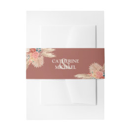 Pampas Grass Floral Terracotta Boho Chic Wedding Uitnodigingen Wikkel