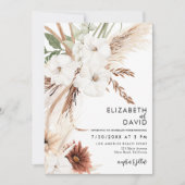 Pampas Grass Floral Terracotta Elegant Wedding Kaart (Voorkant)