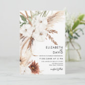 Pampas Grass Floral Terracotta Elegant Wedding Kaart (Staand voorkant)
