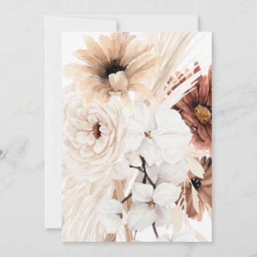 Pampas Grass Floral Terracotta Elegant Wedding Kaart (Achterkant)