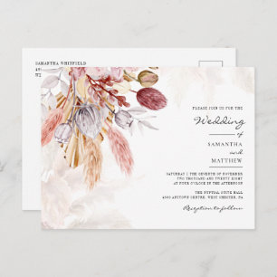 Pampas Grass Floral Terracotta Rustic Wedding Uitnodiging Briefkaart