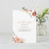 Pampas Grass Floral Terracotta Save the Date Aankondiging (Staand voorkant)