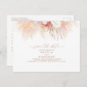 Pampas Grass Floral Terracotta Save the Date Aankondigingskaart (Voorkant / Achterkant)