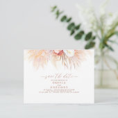 Pampas Grass Floral Terracotta Save the Date Aankondigingskaart (Staand voorkant)